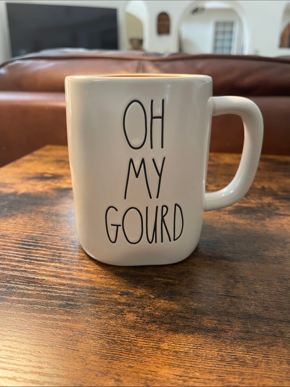 Rae Dunn Oh My Gourd White Ceramic Mug -